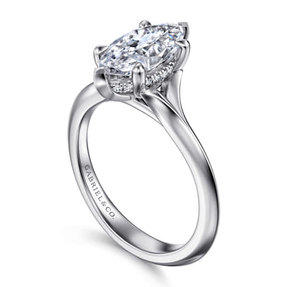 Alden - 14K White Gold Split Shank Marquise Shape Diamond Engagement Ring