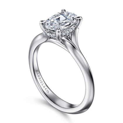Alden - 14K White Gold Split Shank Oval Diamond Engagement Ring