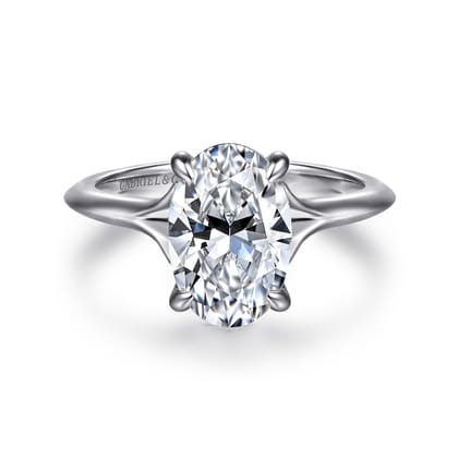Alden - 14K White Gold Split Shank Oval Diamond Engagement Ring
