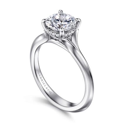 Alden - 14K White Gold Split Shank Round Diamond Engagement Ring