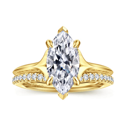 Alden - 14K Yellow Gold Split Shank Oval Diamond Engagement Ring