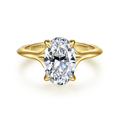 Alden - 14K Yellow Gold Split Shank Oval Diamond Engagement Ring