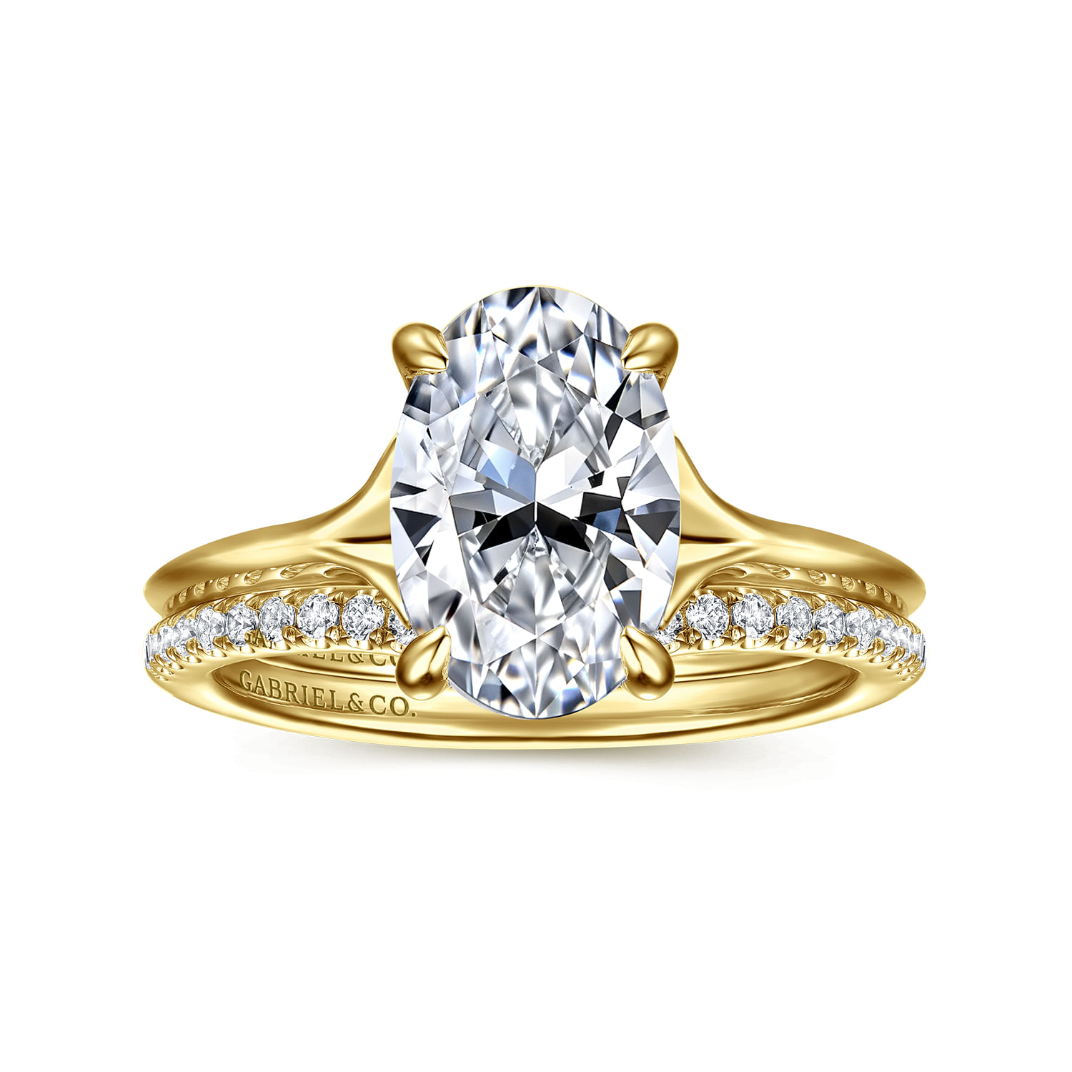 Alden - 14K Yellow Gold Split Shank Oval Diamond Engagement Ring