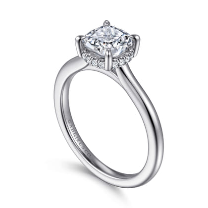 Aldon - 14K White Gold Cushion Diamond Engagement Ring
