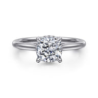 Aldon - 14K White Gold Cushion Halo Diamond Engagement Ring