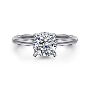 Aldon - 14K White Gold Cushion Halo Diamond Engagement Ring