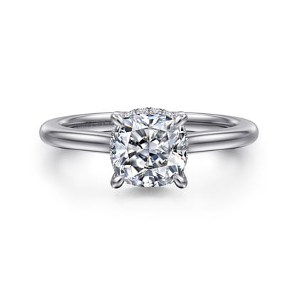 Aldon - 14K White Gold Cushion Halo Diamond Engagement Ring