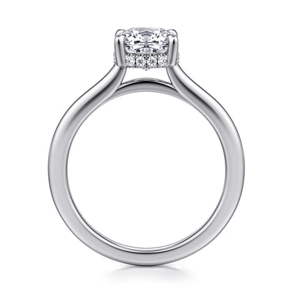 Aldon - 14K White Gold Cushion Halo Diamond Engagement Ring