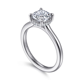 Aldon - 14K White Gold Cushion Halo Diamond Engagement Ring