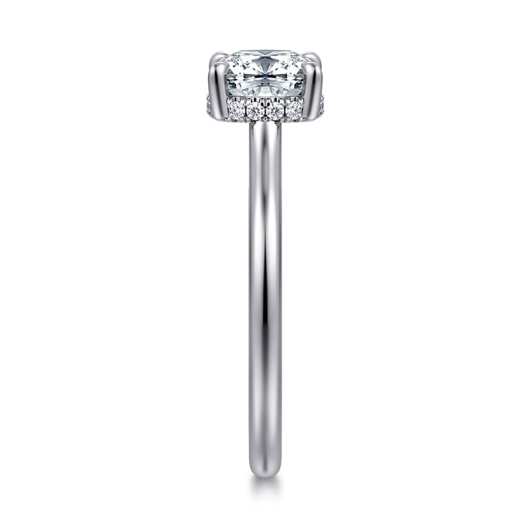 Aldon - 14K White Gold Cushion Halo Diamond Engagement Ring