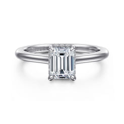 Aldon - 14K White Gold Emerald Cut Halo Diamond Engagement Ring