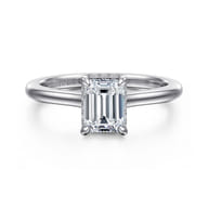 Aldon - 14K White Gold Emerald Cut Halo Diamond Engagement Ring