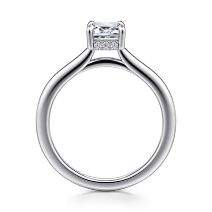 Aldon - 14K White Gold Emerald Cut Halo Diamond Engagement Ring