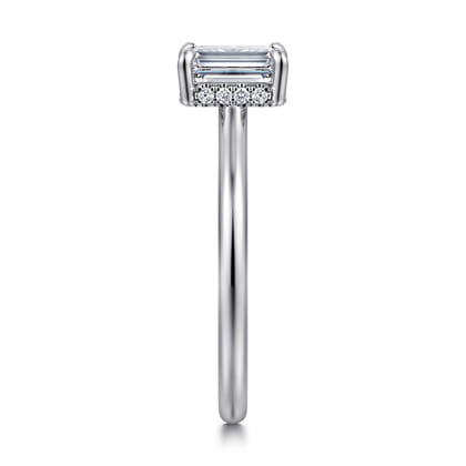 Aldon - 14K White Gold Emerald Cut Halo Diamond Engagement Ring