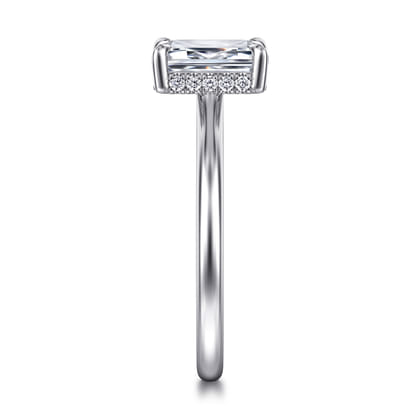 Aldon - 14K White Gold Emerald Cut Halo Diamond Engagement Ring