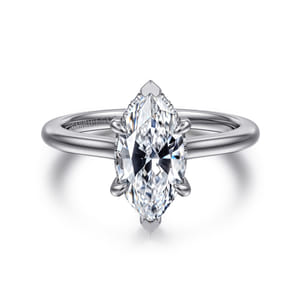 Aldon - 14K White Gold Marquise Shape Halo Diamond Engagement Ring