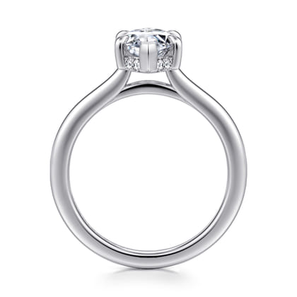 Aldon - 14K White Gold Marquise Shape Halo Diamond Engagement Ring