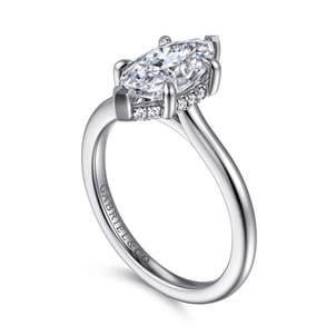 Aldon - 14K White Gold Marquise Shape Halo Diamond Engagement Ring