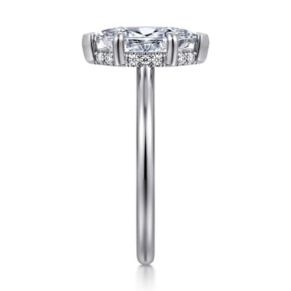 Aldon - 14K White Gold Marquise Shape Halo Diamond Engagement Ring