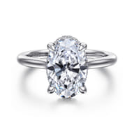 Aldon - 14K White Gold Oval Diamond Engagement Ring