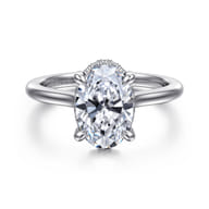 Aldon - 14K White Gold Oval Diamond Engagement Ring