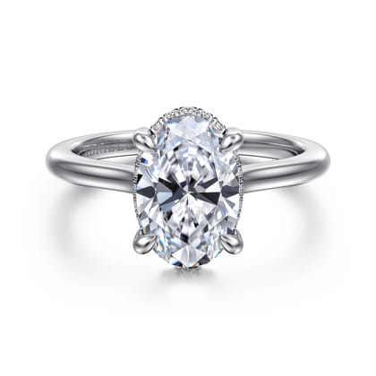Aldon - 14K White Gold Oval Diamond Engagement Ring