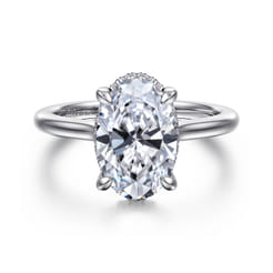 Aldon - 14K White Gold Oval Halo Diamond Engagement Ring