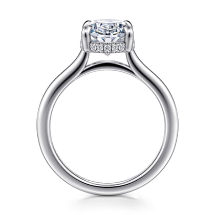 Aldon - 14K White Gold Oval Halo Diamond Engagement Ring