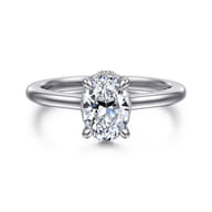 Aldon - 14K White Gold Oval Halo Diamond Engagement Ring