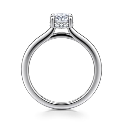 Aldon - 14K White Gold Oval Halo Diamond Engagement Ring