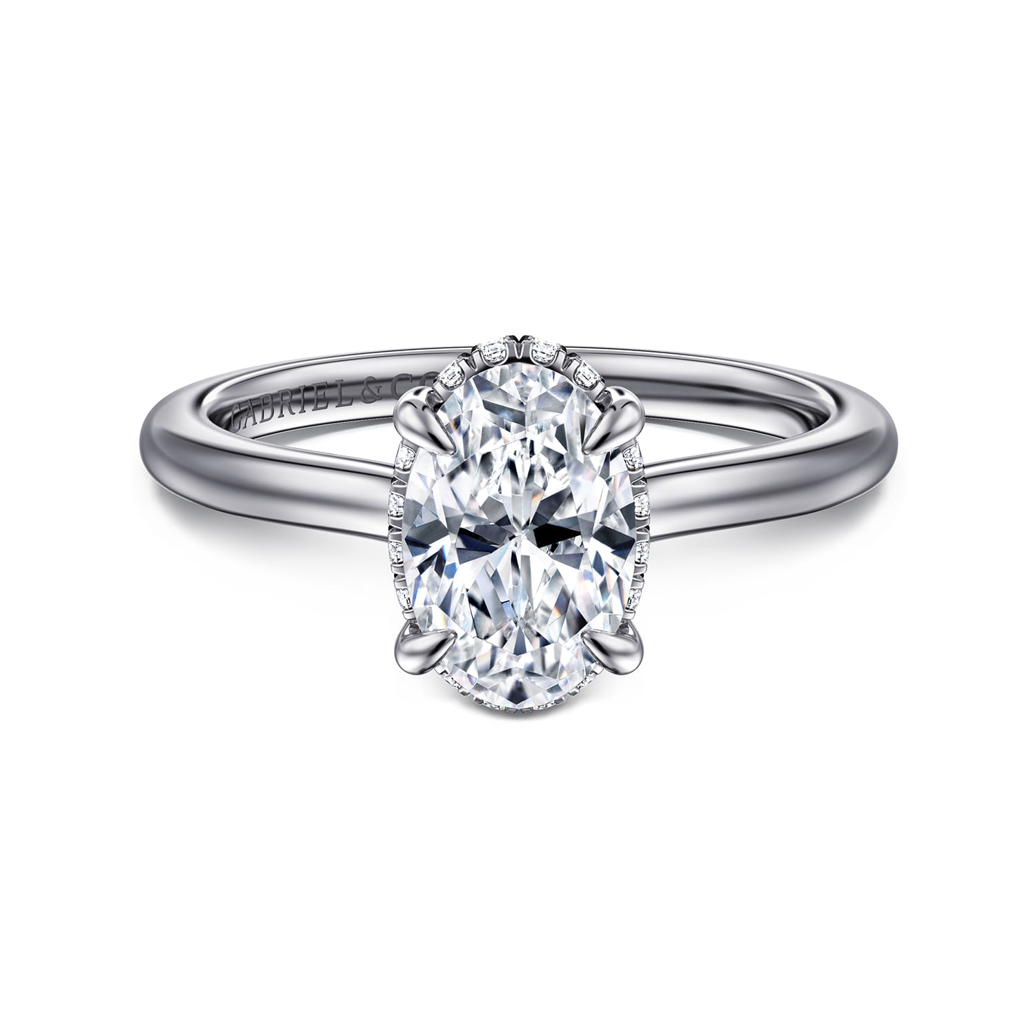 Aldon - 14K White Gold Oval Halo Diamond Engagement Ring
