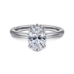 Aldon - 14K White Gold Oval Halo Diamond Engagement Ring