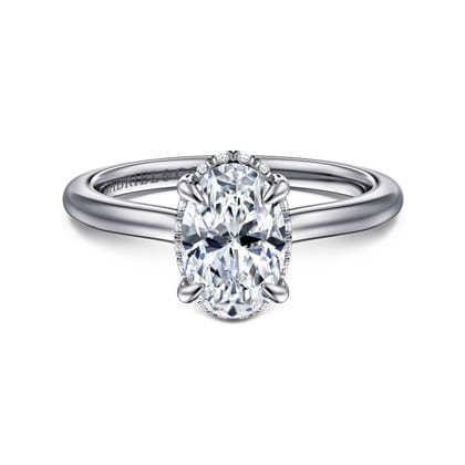 Aldon - 14K White Gold Oval Halo Diamond Engagement Ring