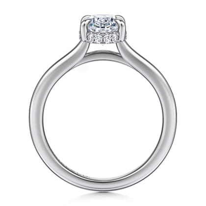 Aldon - 14K White Gold Oval Halo Diamond Engagement Ring