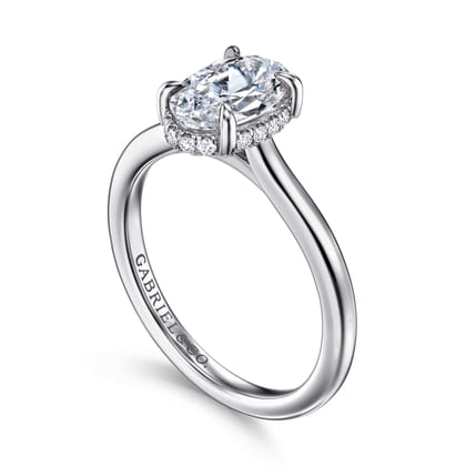 Aldon - 14K White Gold Oval Halo Diamond Engagement Ring