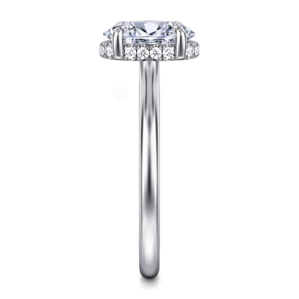 Aldon - 14K White Gold Oval Halo Diamond Engagement Ring