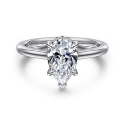 Aldon - 14K White Gold Pear Shape Halo Diamond Engagement Ring
