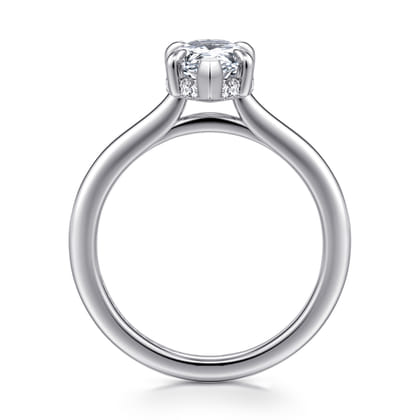 Aldon - 14K White Gold Pear Shape Halo Diamond Engagement Ring