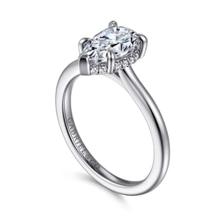 Aldon - 14K White Gold Pear Shape Halo Diamond Engagement Ring
