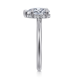 Aldon - 14K White Gold Pear Shape Halo Diamond Engagement Ring