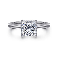 14K White Gold Princess Halo Diamond Engagement Ring
