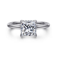 Aldon - 14K White Gold Princess Halo Diamond Engagement Ring