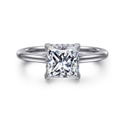 Aldon - 14K White Gold Princess Halo Diamond Engagement Ring