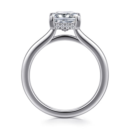 Aldon - 14K White Gold Princess Halo Diamond Engagement Ring
