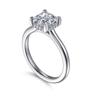 Aldon - 14K White Gold Princess Halo Diamond Engagement Ring