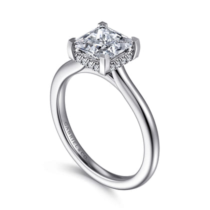 Aldon - 14K White Gold Princess Halo Diamond Engagement Ring
