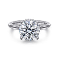 Aldon - 14K White Gold Round Halo Diamond Engagement Ring