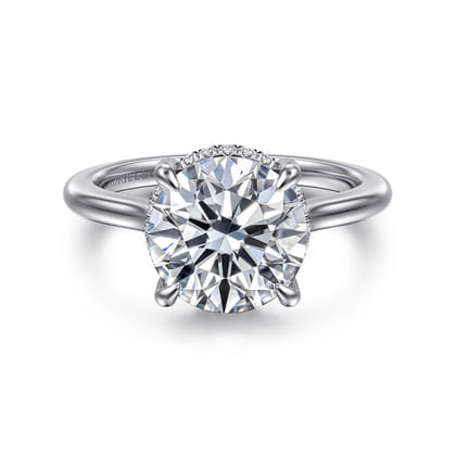 Aldon - 14K White Gold Round Halo Diamond Engagement Ring