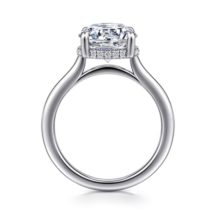 Aldon - 14K White Gold Round Halo Diamond Engagement Ring