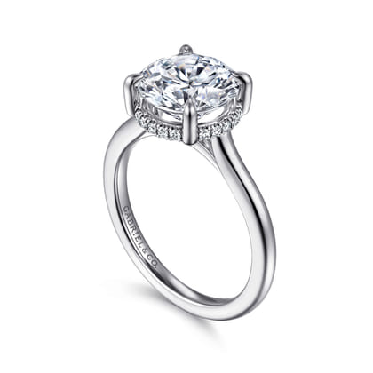 Aldon - 14K White Gold Round Halo Diamond Engagement Ring